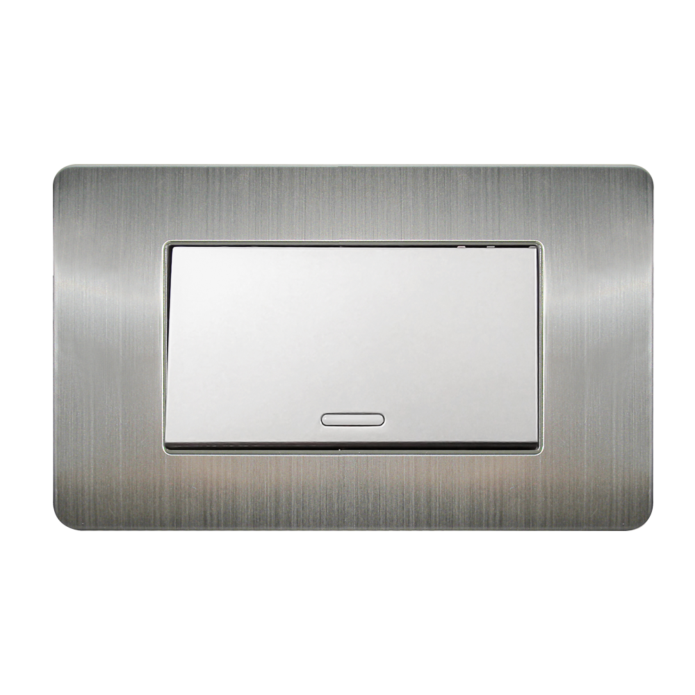 APAGADOR SENCILLO CON PLACA DE ACERO INOXIDABLE 72 MM