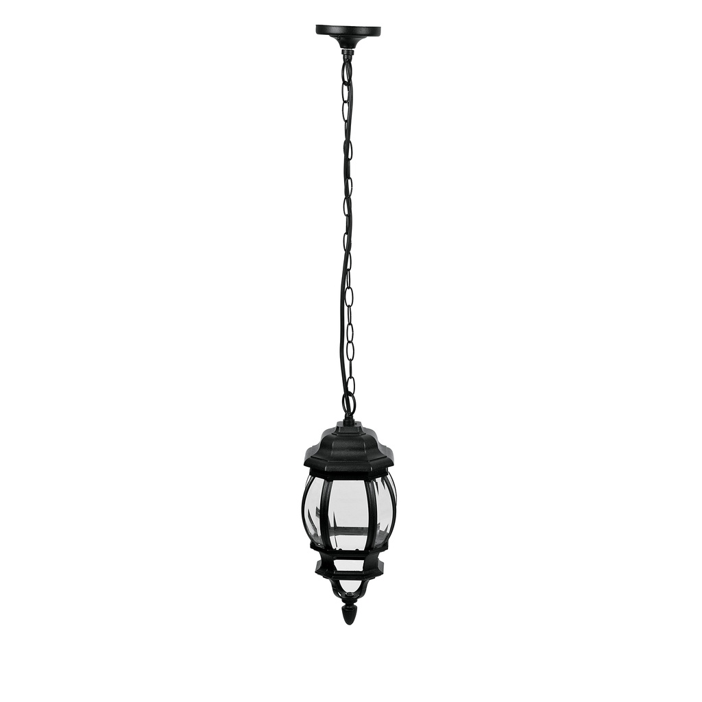 Arbotante tipo farol tradicional colgante p/exterior, negro COL-101S