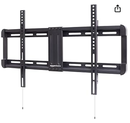 Amazon Basics - Soporte de pared para TV de perfil bajo, fácil de instalar, con nivelación horizontal de instalación para televisores de 32 a 86 pulgadas, color negro