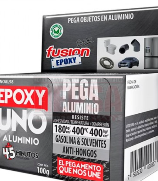 ADHESIVO EPÓXICO INDUSTRIAL AUTOMOTRÍZ Y DE USO GENERAL EPOXY UNO ALUMINIO 100G FUSION EPOXY UNOAL98