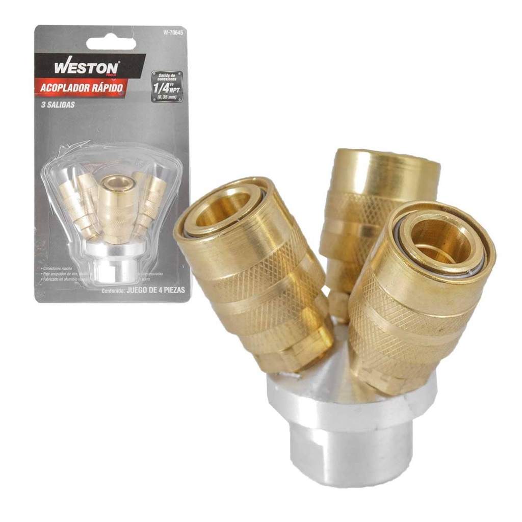 ACOPLADOR RAPIDO DE 3 SALIDAS 1/4'' NPT MACHO