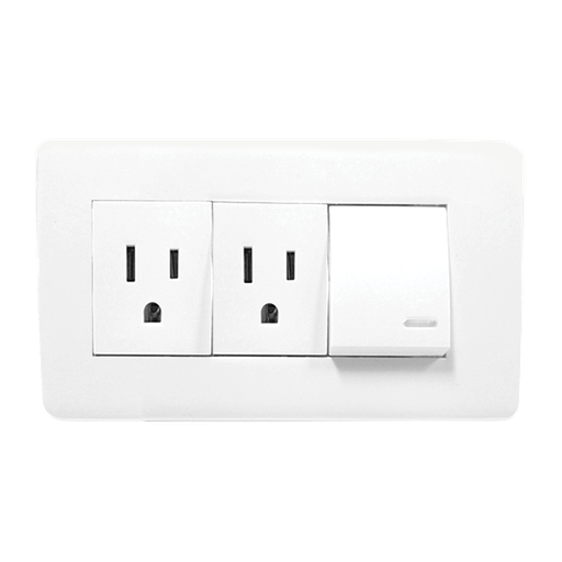[8840940] APAGADOR Y CONTACTO DOBLE CON PLACA BLANCA 24 mm