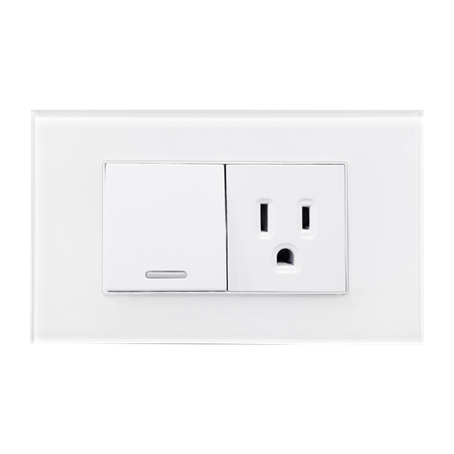 [8842905] APAGADOR Y CONTACTO CON PLACA DE ACRILICO BLANCA 36MM