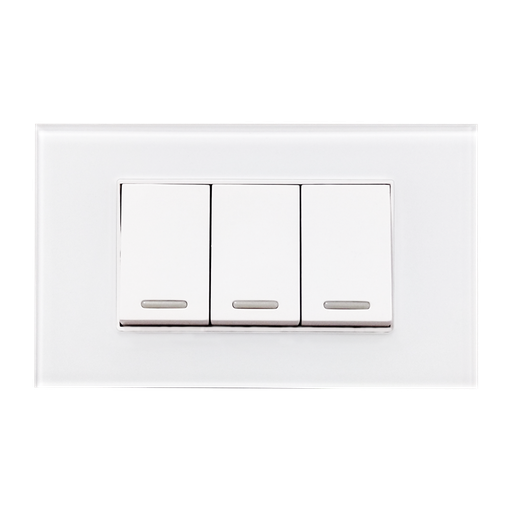 [8842915] APAGADOR TRIPLE CON PLACA DE ACRILICO BLANCA 24MM