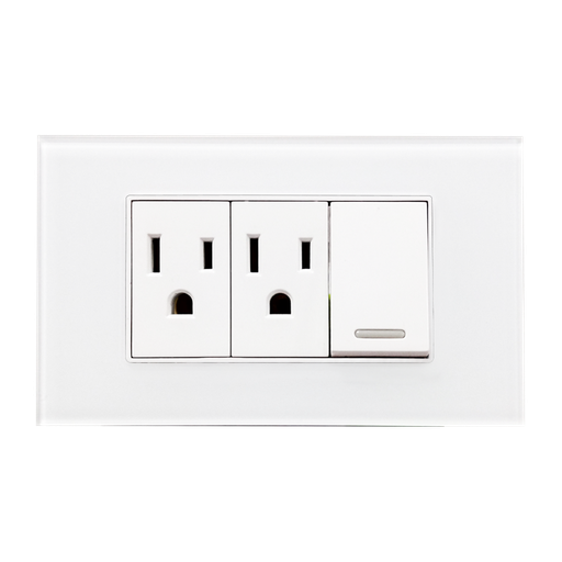 [8842940] APAGADOR Y CONTACTO DOBLE DE 24MM CON PLACA DE ACRILICO BLANCA