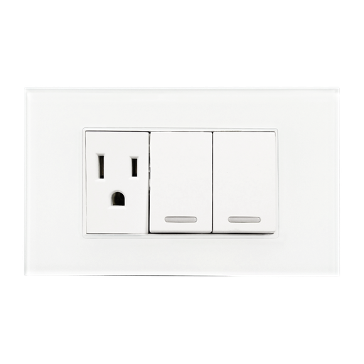 [8842945] APAGADOR DOBLE Y CONTACTO  DE 24MM CON PLACA DE ACRILICO BLANCA 