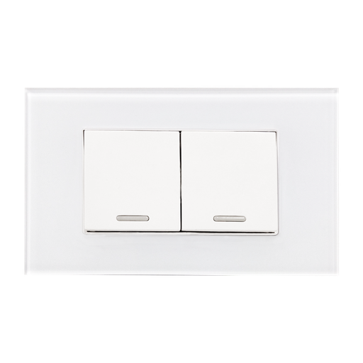 [8842950] APAGADOR SENCILLO Y APAGADOR ESCALERA CON PLACA DE ACRÍLICO BLANCA 36 mm