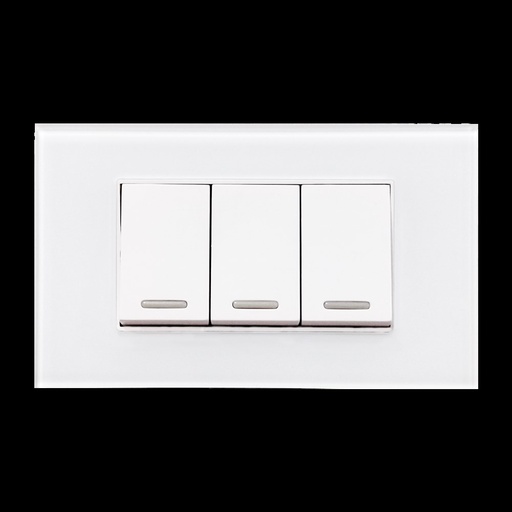 [8842955] 2 APAGADORES ESCALERA Y 1 SENCILLO CON PLACA DE ACRÍLICO BLANCA 24 mm