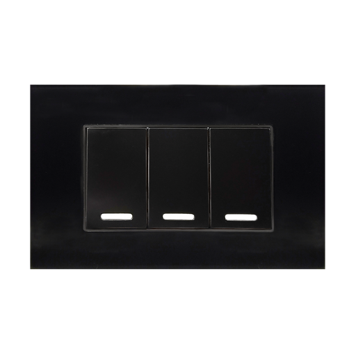[8843915] APAGADOR TRIPLE CON PLACA DE ACRILICO NEGRO 24MM 250V~ 10A