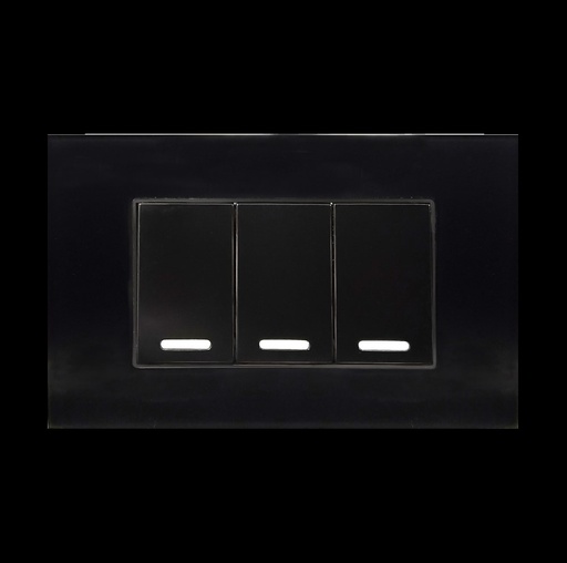 [8843955] 2 APAGADORES ESCALERA Y 1 SENCILLO CON PLACA DE ACRÍLICO NEGRA 24 mm