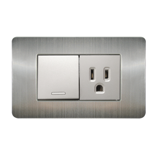 [8841905] APAGADOR Y CONTACTO CON PLACA DE ACERO INOXIDABLE 36 MM