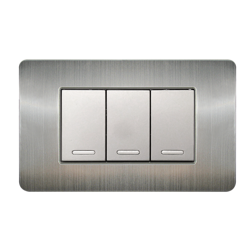 [8841915] APAGADOR TRIPLE CON PLACA DE ACERO INOXIDABLE 24 MM