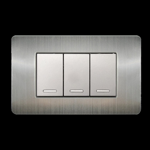 [8841955] 2 APAGADORES ESCALERA Y 1 SENCILLO CON PLACA DE ACERO INOXIDABLE 24 mm