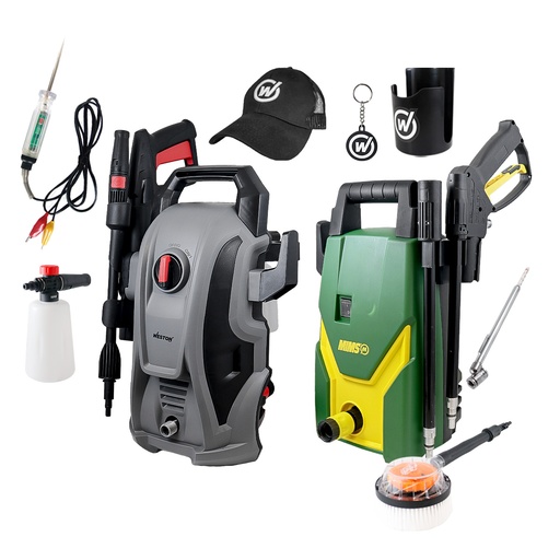 [KITHIDROCARRO] 2 HIDROLAVADORAS 1600PSI, CEPILLO, CALIBRADOR, DISPENSADOR Y PROMOCIONALES