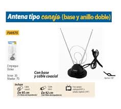 [FU0575] ANTENA DE CONEJO C/BASE ANILLODOBLE Y CABLE COAXIAL PLANO