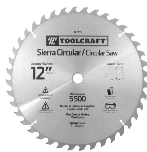 [TC2336] SIERRA CIRCULAR 12" EJE 1" CON60 DIENTES